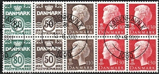 FRIMÆRKER DANMARK | 1979 - AFA HS 3 - Hæftesammentryk - Dobbeltstribe - Lux stemplet